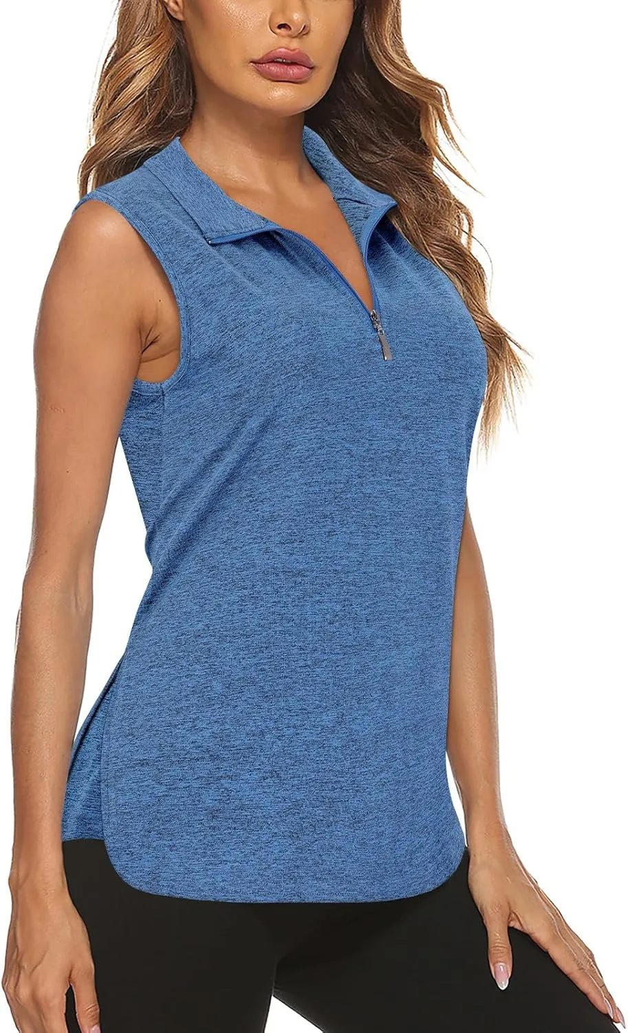 Koscacy Womens Golf Shirts Tank Tops for Women 2025 Loose Fit Sleeveless with Collar Yoga Athletic Running Shirts