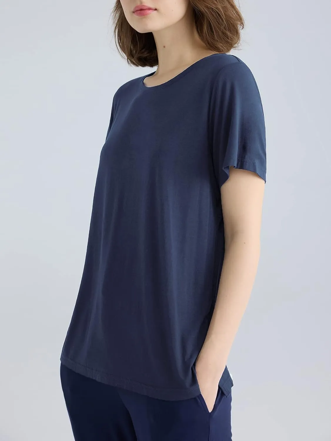 Latuza Women's Viscose Pajama Top Crew Neck Sleep T-Shirt