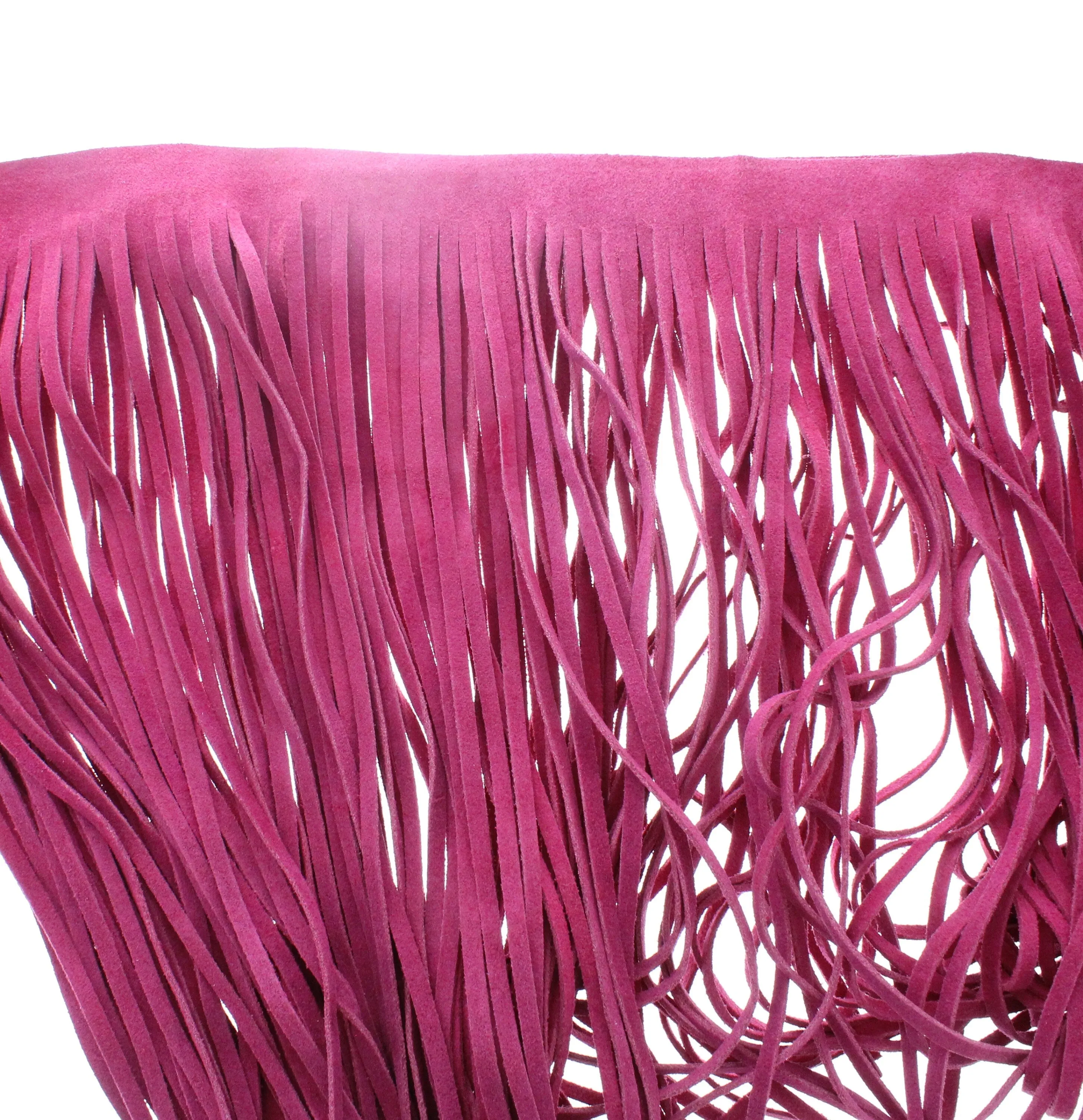 Leather Fringe Fuscia , 10 inch length with 1/2" bias at the top,, Sold by the Foot