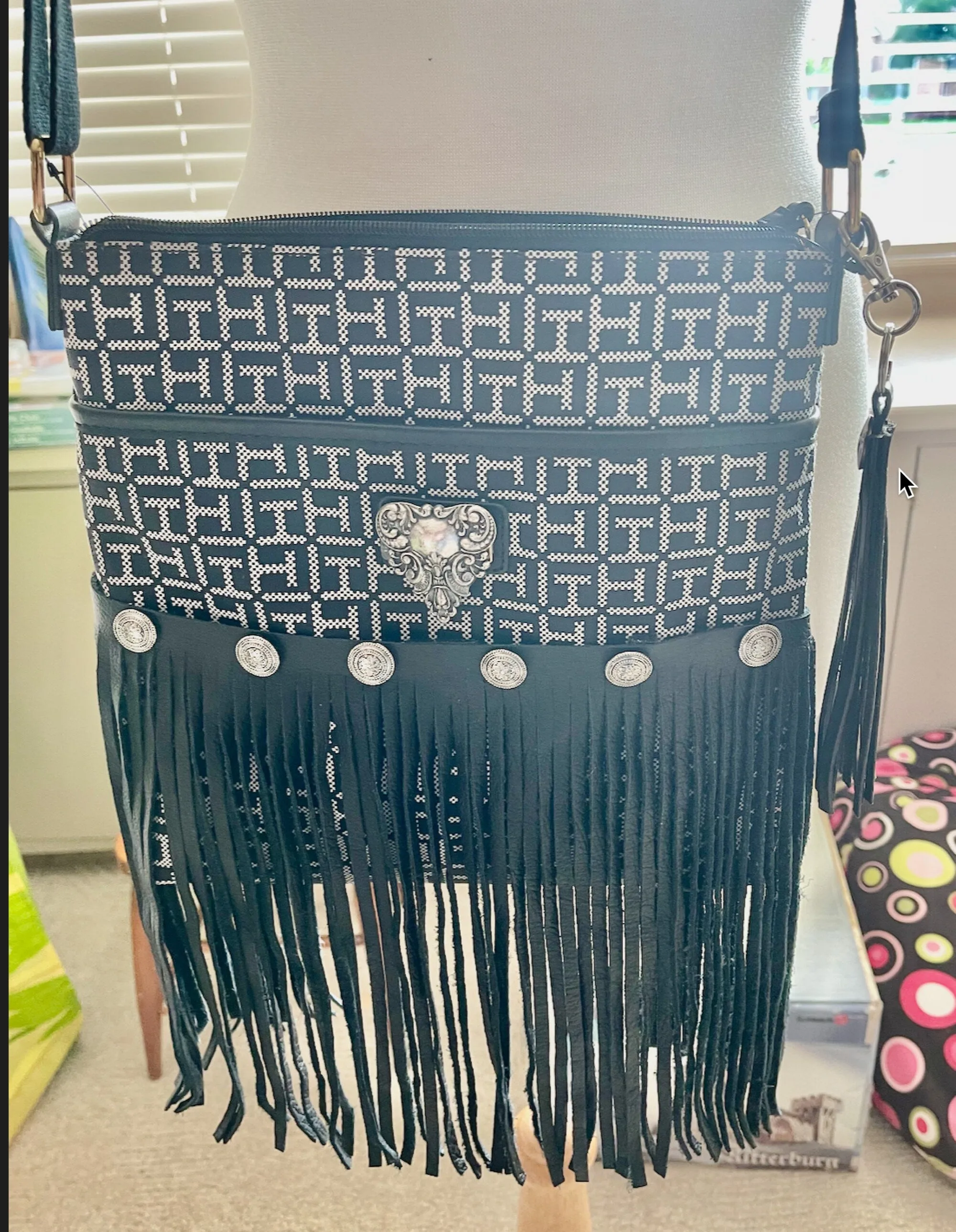 Leather Fringe Fuscia , 10 inch length with 1/2" bias at the top,, Sold by the Foot