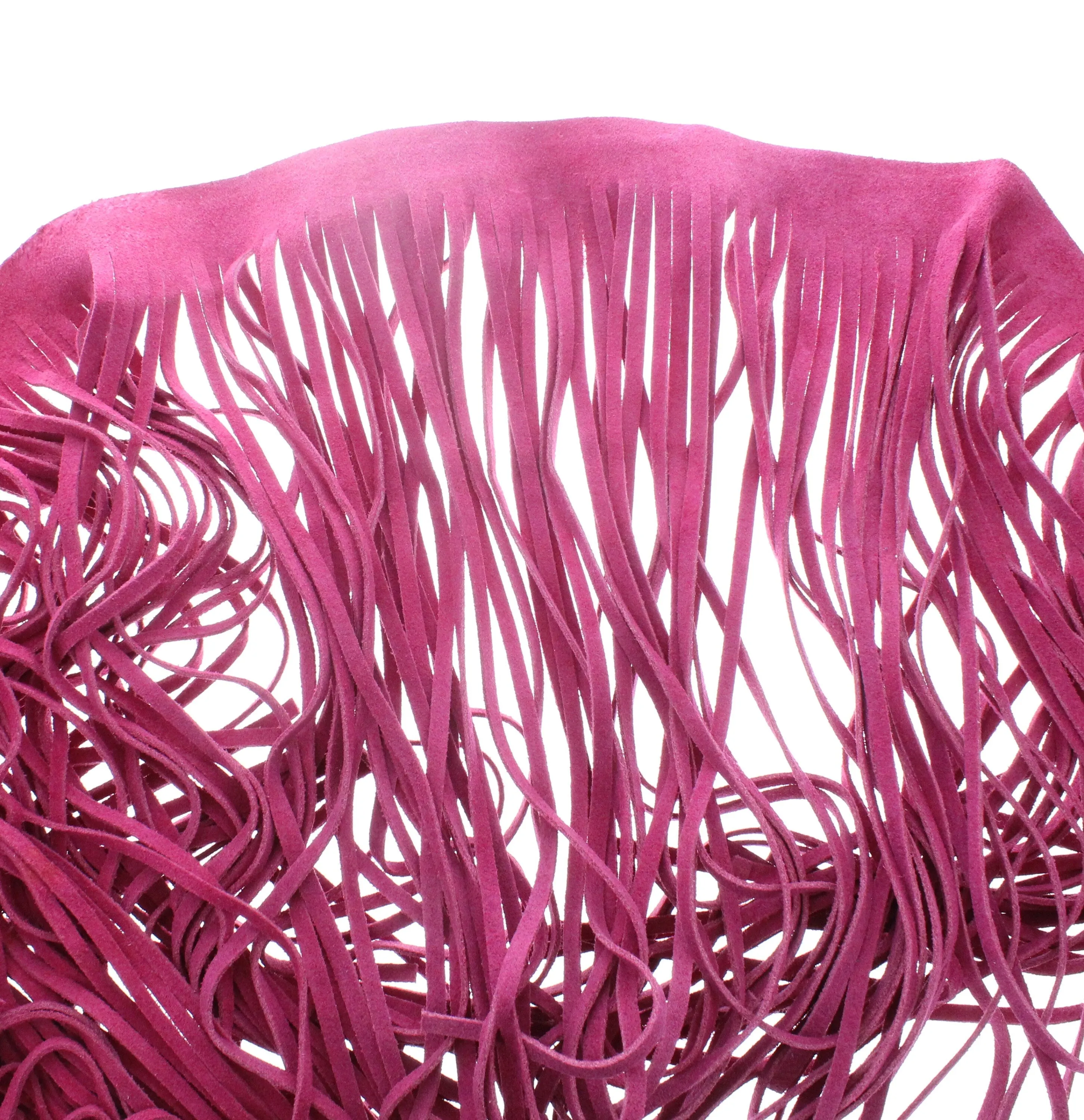 Leather Fringe Fuscia , 10 inch length with 1/2" bias at the top,, Sold by the Foot
