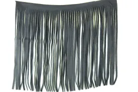 LeatherFringe,  10" Genuine Leather Fringe, black , 1/2" top bias, Made in USA, sold by the foot. C1028-1 Black