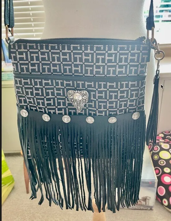 LeatherFringe,  10" Genuine Leather Fringe, black , 1/2" top bias, Made in USA, sold by the foot. C1028-1 Black