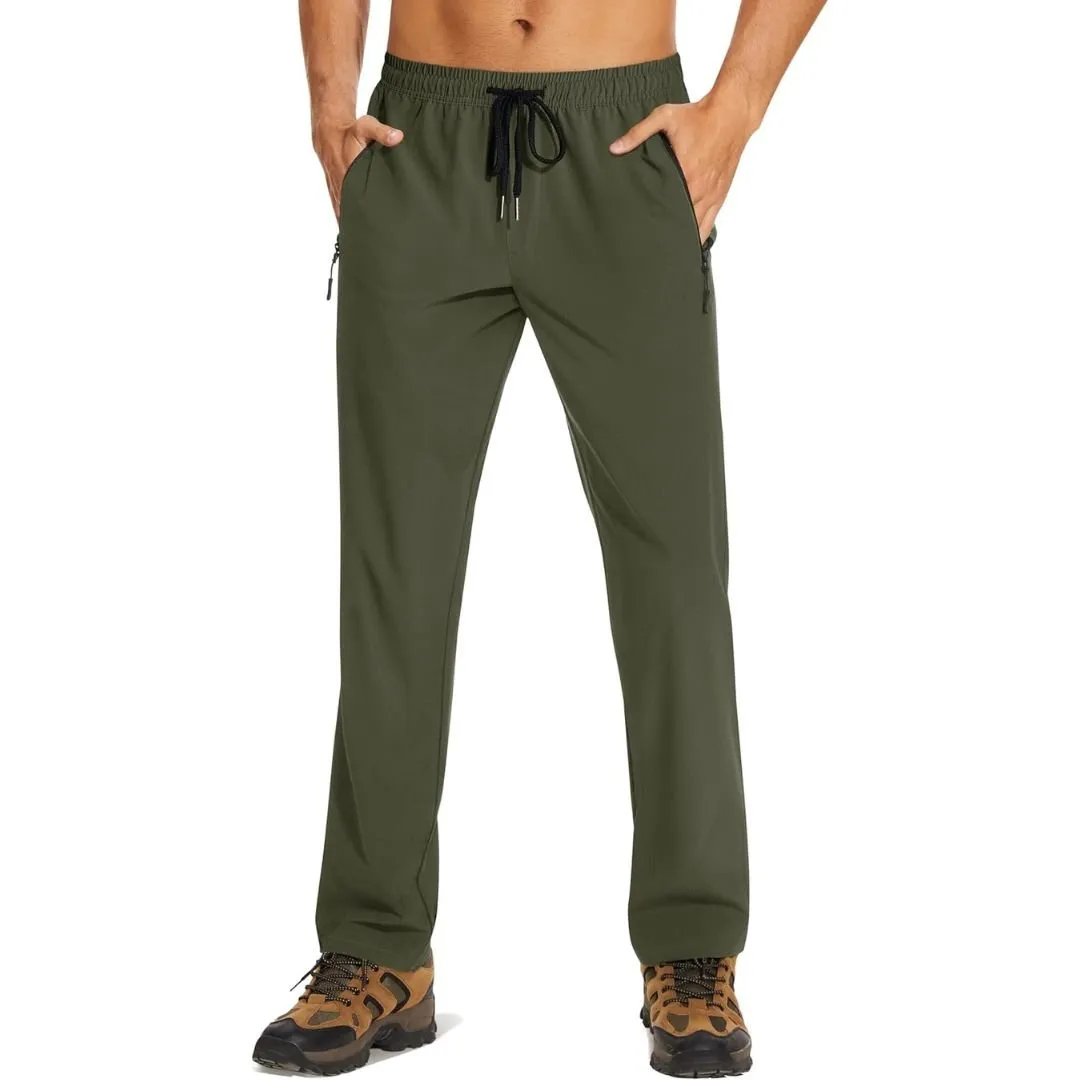 Mens Casual Pants Lightweight Quick Dry Water Resistant Joggers with Pockets