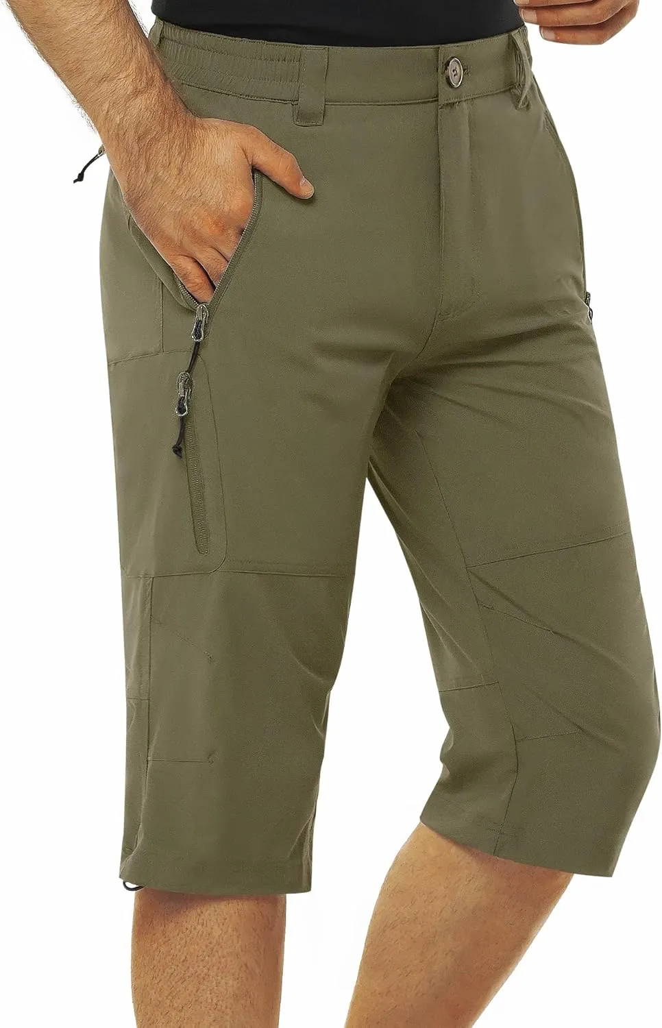 Men's Hiking Golf Capri Pants 3/4 Cargo Quick Dry Lightweight Stretch Below Knee Shorts Pants Travel Casual