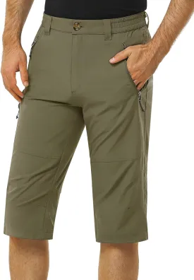 Men's Hiking Golf Capri Pants 3/4 Cargo Quick Dry Lightweight Stretch Below Knee Shorts Pants Travel Casual