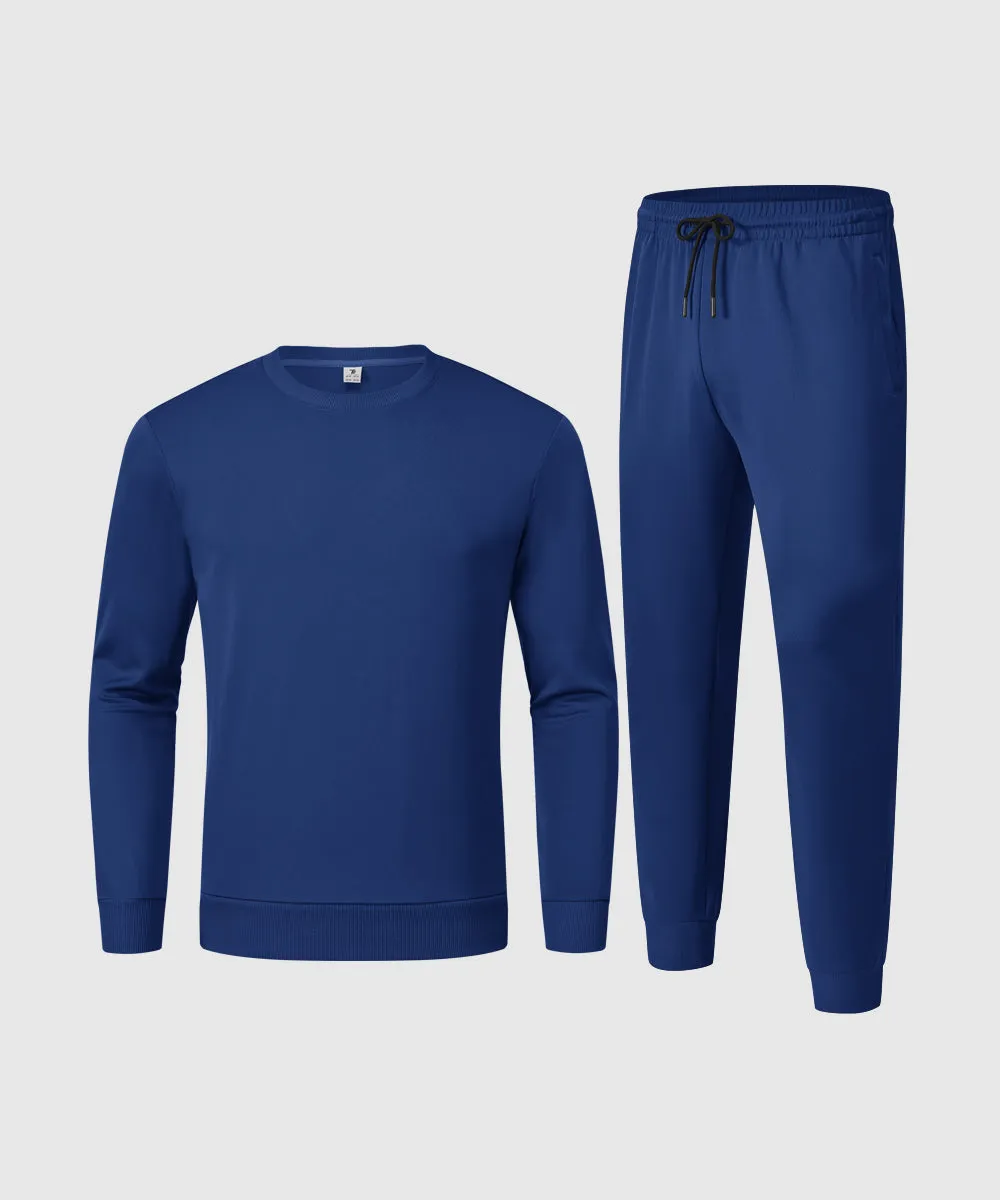 Men's Pullover and Rib Knit Cuff Pants Sweatsuit