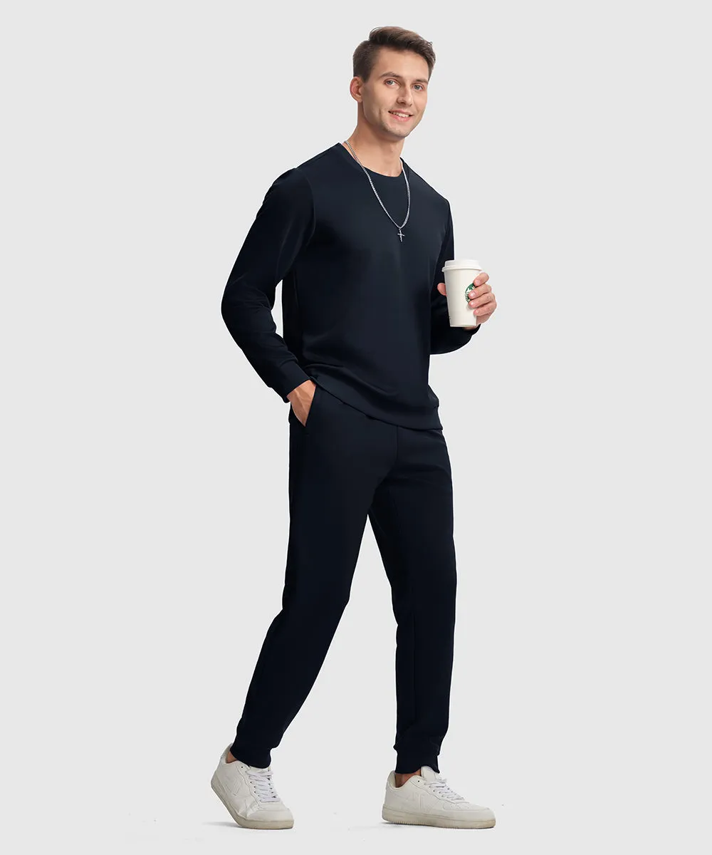 Men's Pullover and Rib Knit Cuff Pants Sweatsuit
