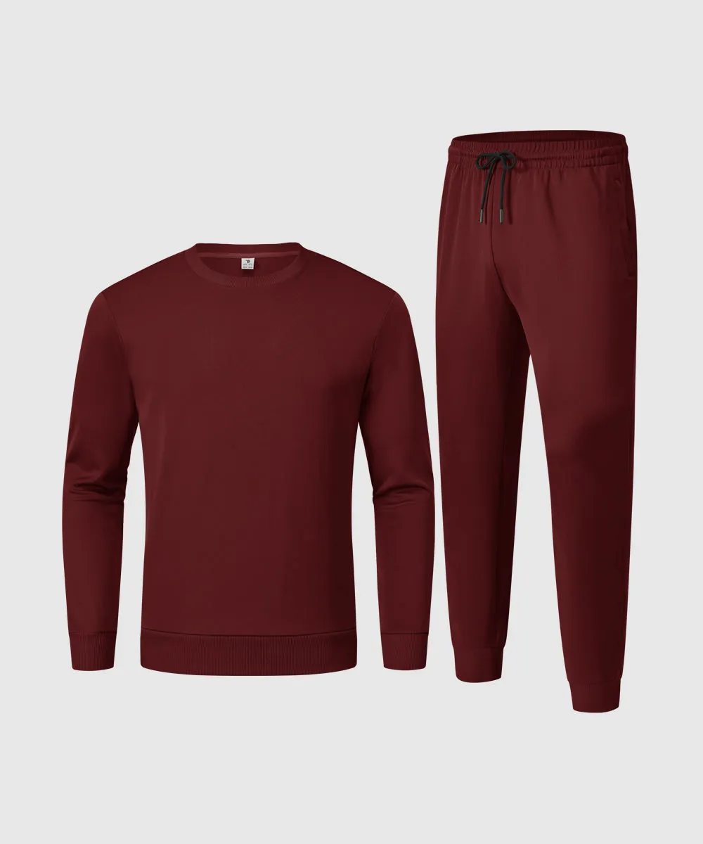Men's Pullover and Rib Knit Cuff Pants Sweatsuit