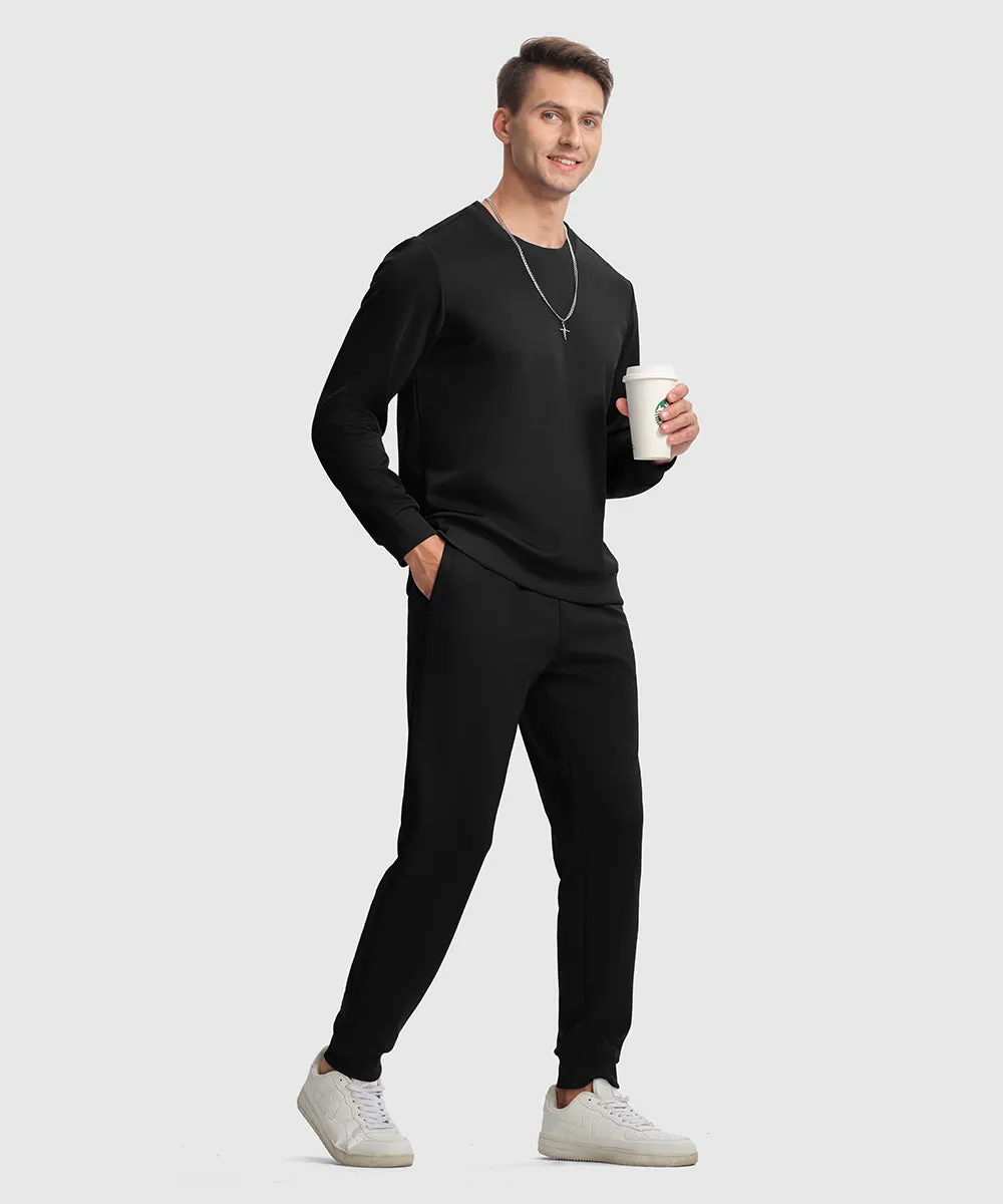 Men's Pullover and Rib Knit Cuff Pants Sweatsuit