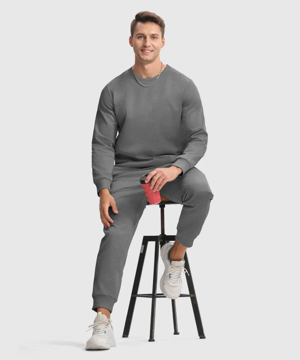Men's Pullover and Rib Knit Cuff Pants Sweatsuit