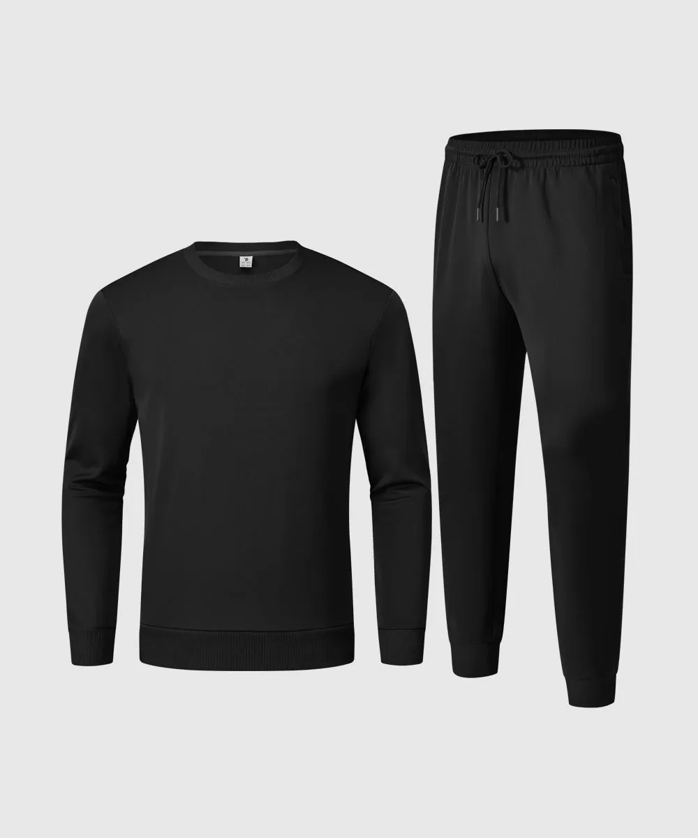 Men's Pullover and Rib Knit Cuff Pants Sweatsuit