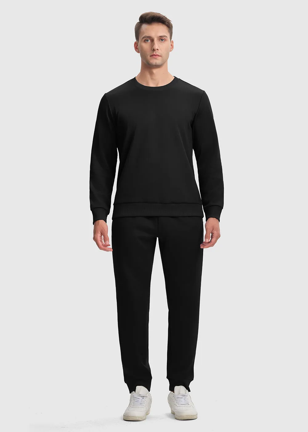 Men's Pullover and Rib Knit Cuff Pants Sweatsuit