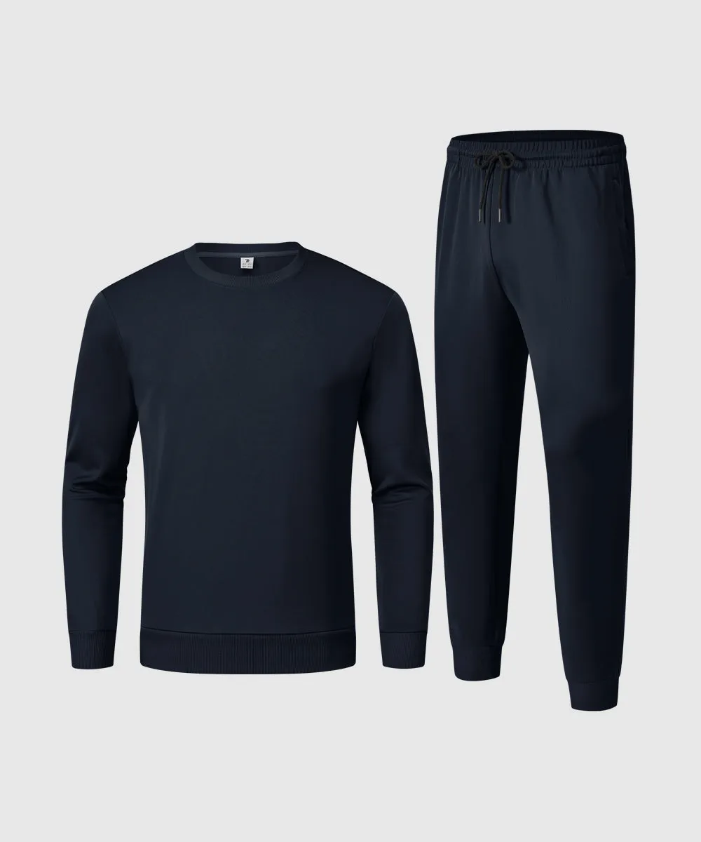 Men's Pullover and Rib Knit Cuff Pants Sweatsuit
