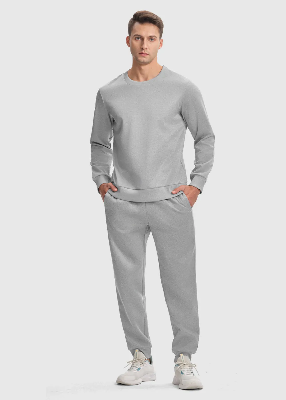 Men's Pullover and Rib Knit Cuff Pants Sweatsuit