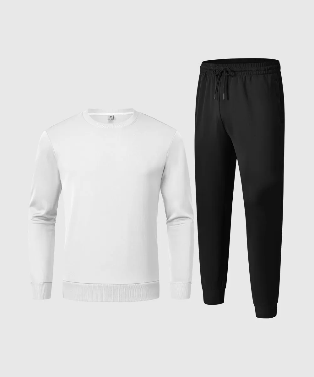 Men's Pullover and Rib Knit Cuff Pants Sweatsuit