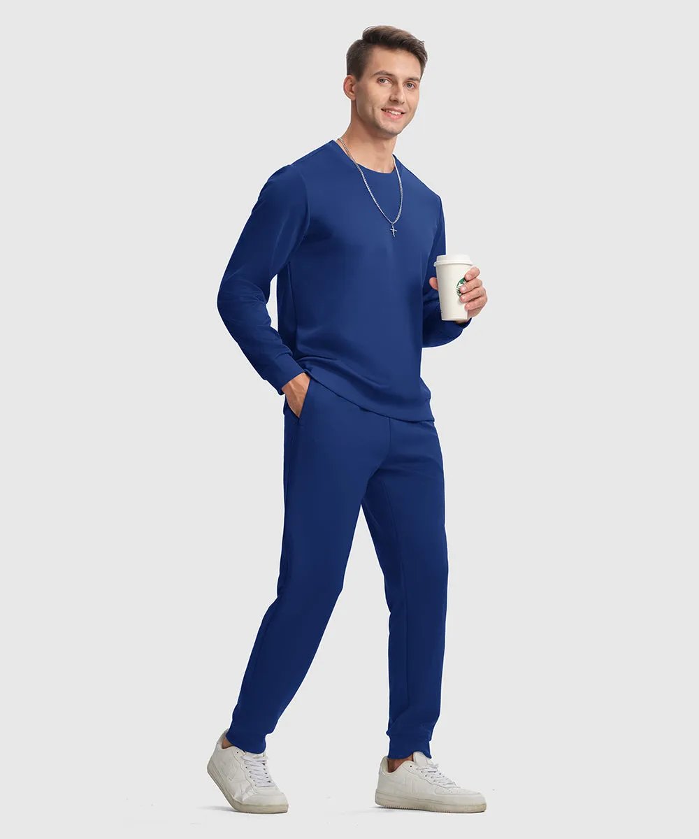 Men's Pullover and Rib Knit Cuff Pants Sweatsuit