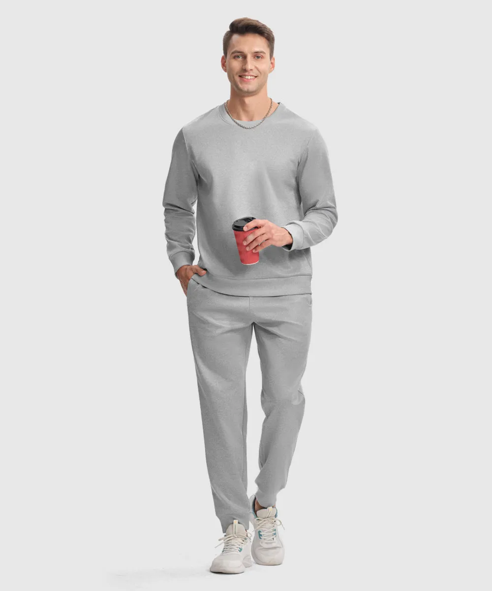 Men's Pullover and Rib Knit Cuff Pants Sweatsuit
