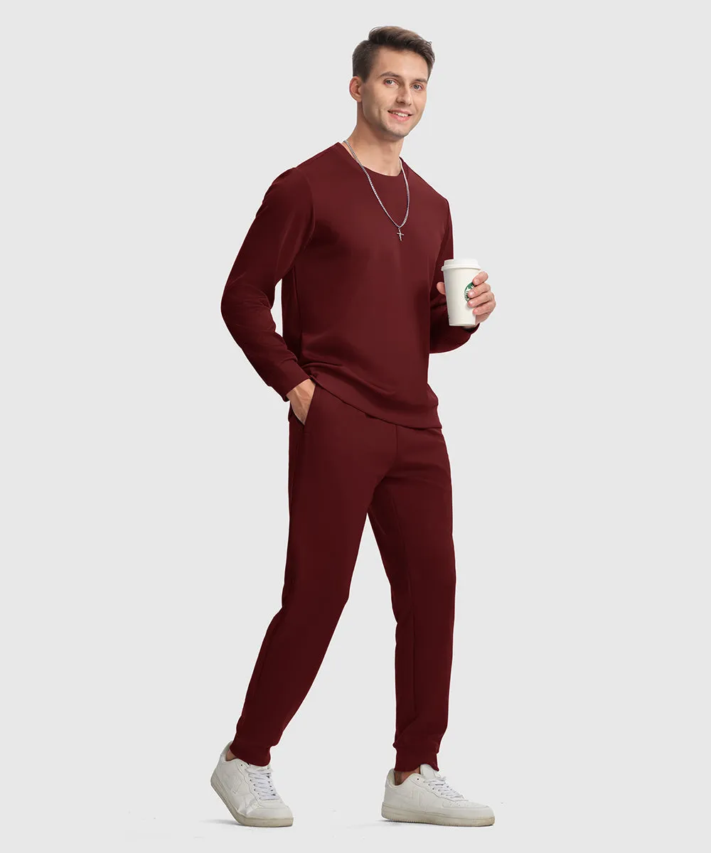 Men's Pullover and Rib Knit Cuff Pants Sweatsuit