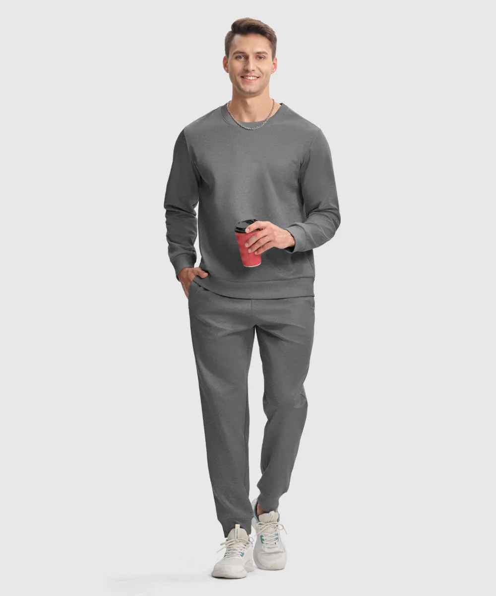 Men's Pullover and Rib Knit Cuff Pants Sweatsuit
