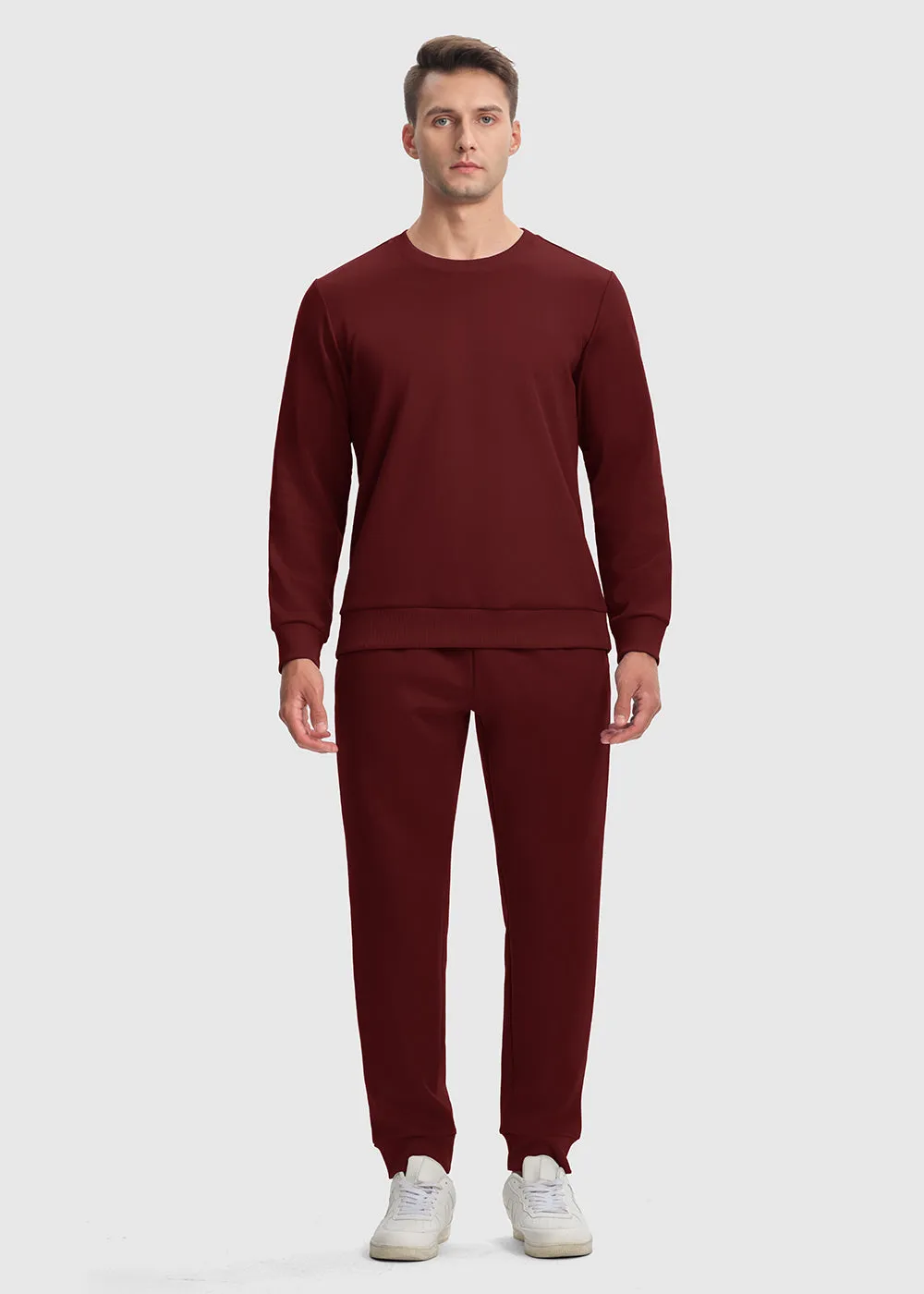 Men's Pullover and Rib Knit Cuff Pants Sweatsuit