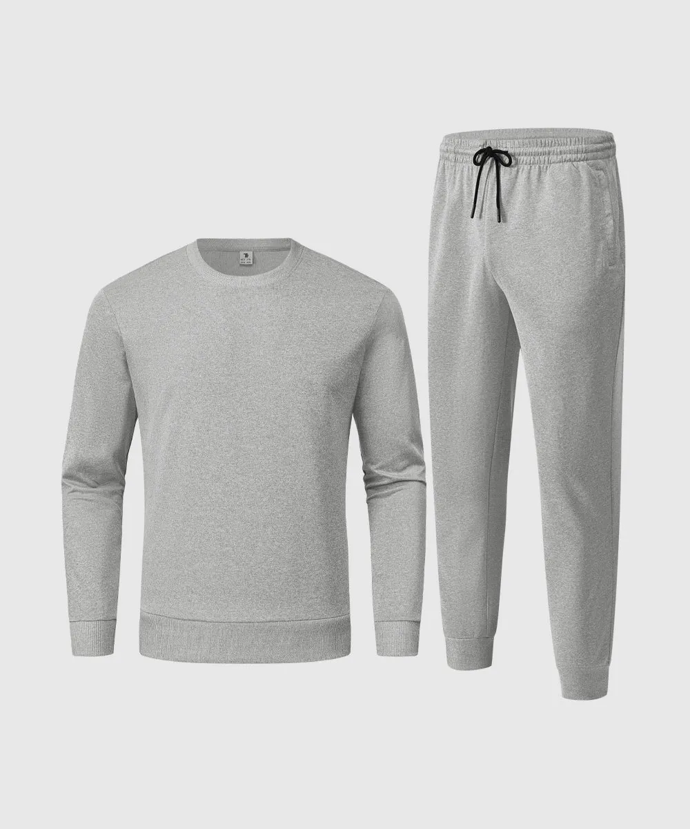 Men's Pullover and Rib Knit Cuff Pants Sweatsuit