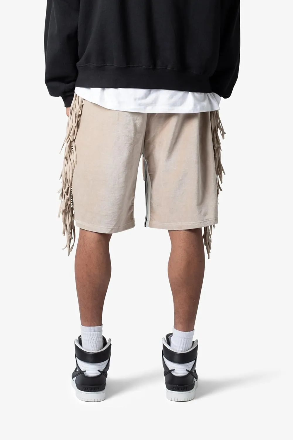 mnml Men's Fringe Velour SweatShorts