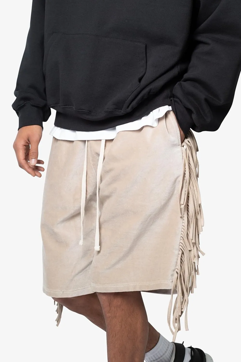 mnml Men's Fringe Velour SweatShorts