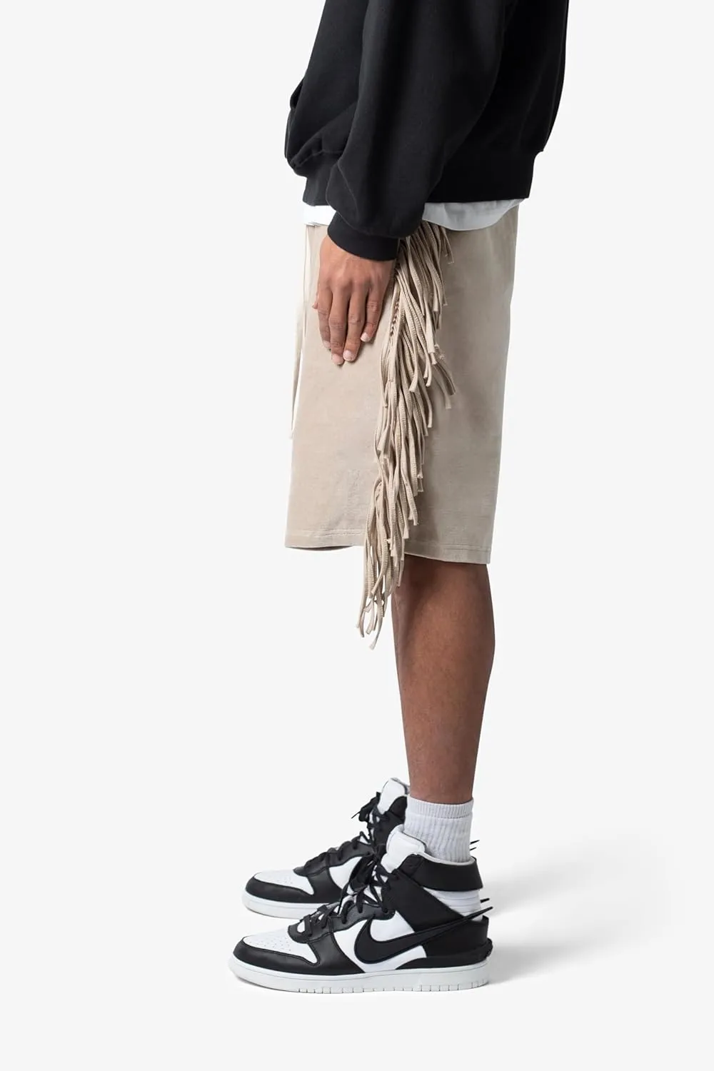mnml Men's Fringe Velour SweatShorts