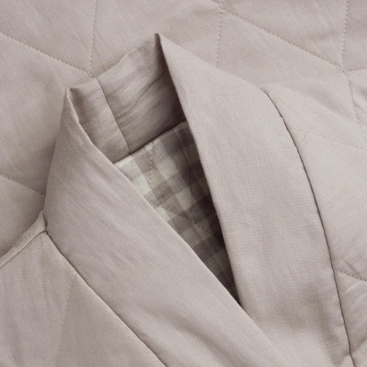 Mushroom Gingham Linen Housecoat