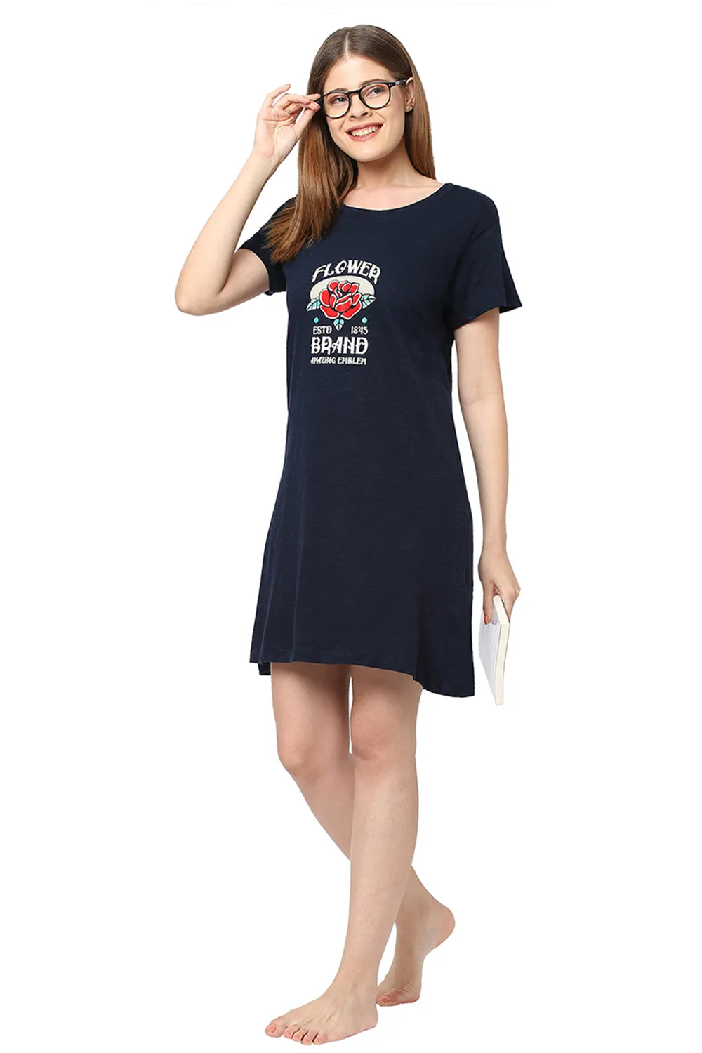 Organic Cotton Sleep Tee-ISL014-Navy