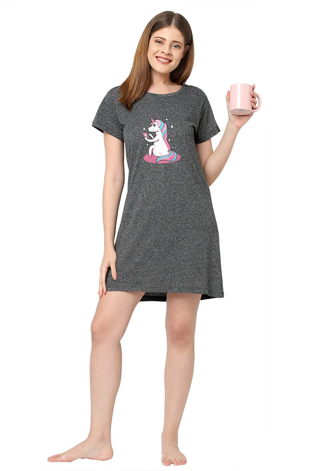 Organic Cotton Sleep Tee-ISL015-Deep grey melange
