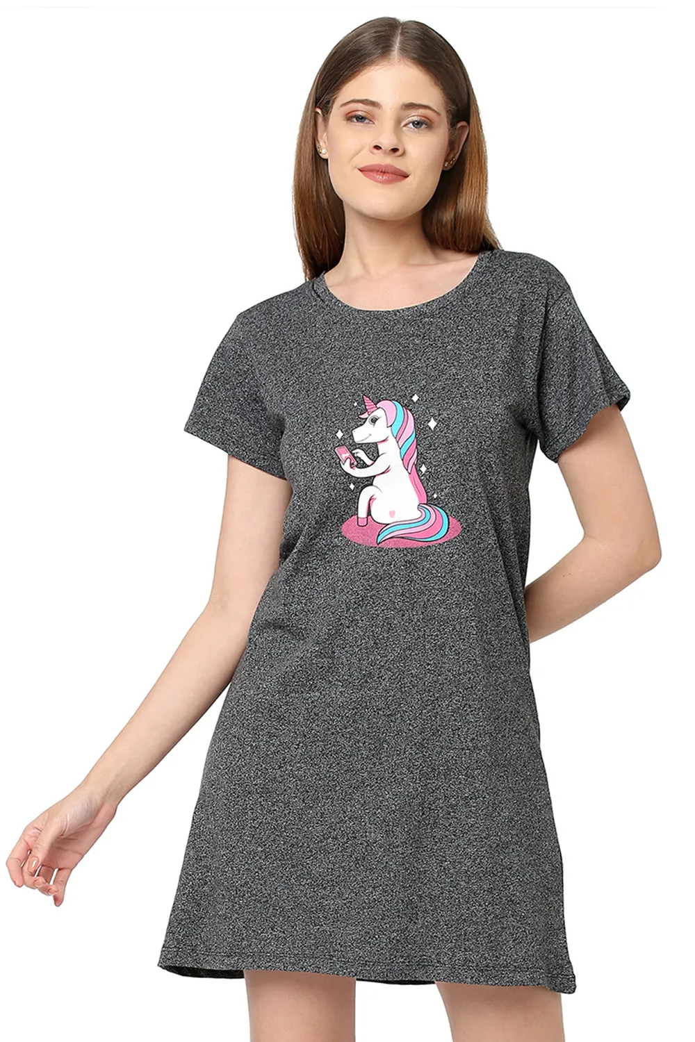 Organic Cotton Sleep Tee-ISL015-Deep grey melange