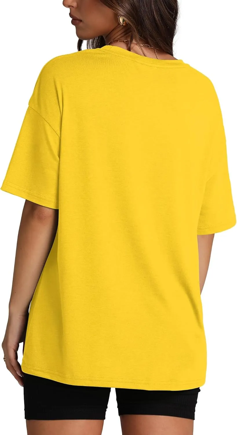 Oversized T Shirts for Women Summer Crewneck Short Sleeve Basic Tops Loose Fit