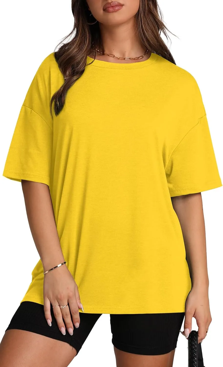 Oversized T Shirts for Women Summer Crewneck Short Sleeve Basic Tops Loose Fit