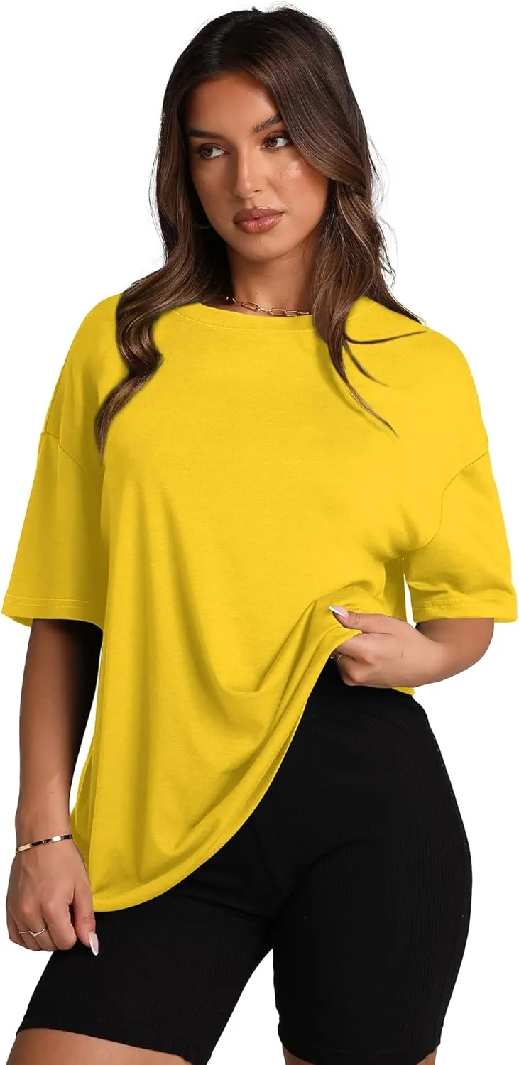 Oversized T Shirts for Women Summer Crewneck Short Sleeve Basic Tops Loose Fit