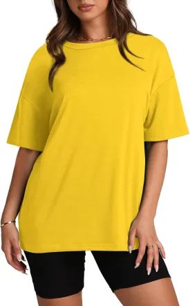 Oversized T Shirts for Women Summer Crewneck Short Sleeve Basic Tops Loose Fit