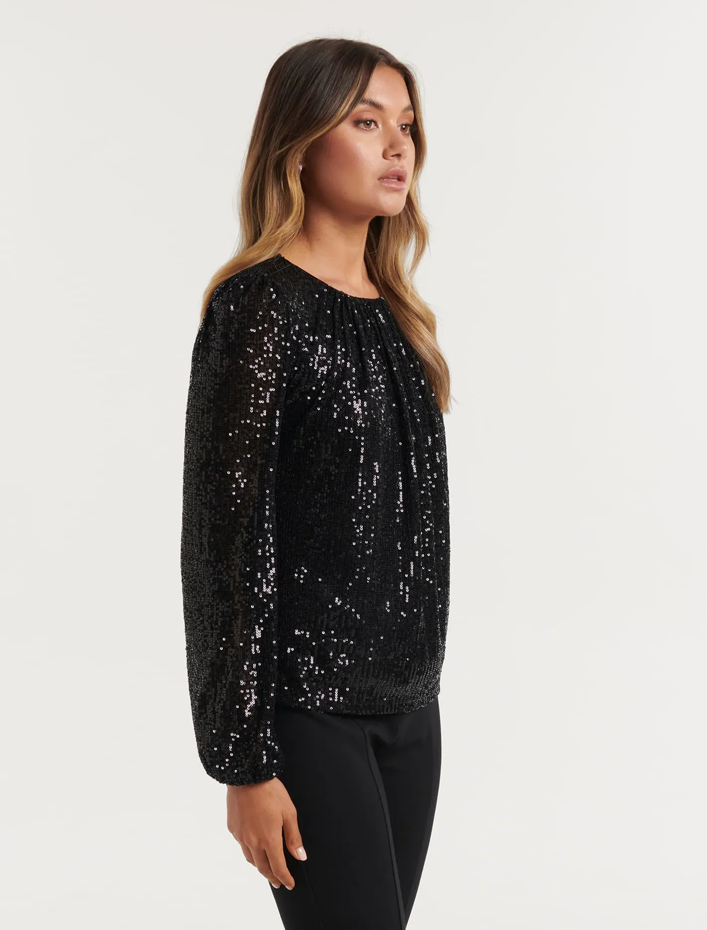 Selena Sequin Blouson Sleeve Top
