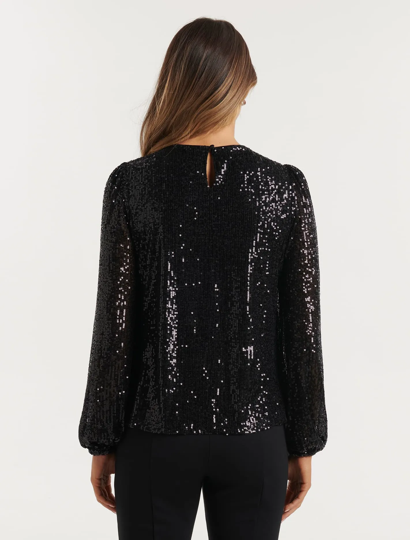 Selena Sequin Blouson Sleeve Top