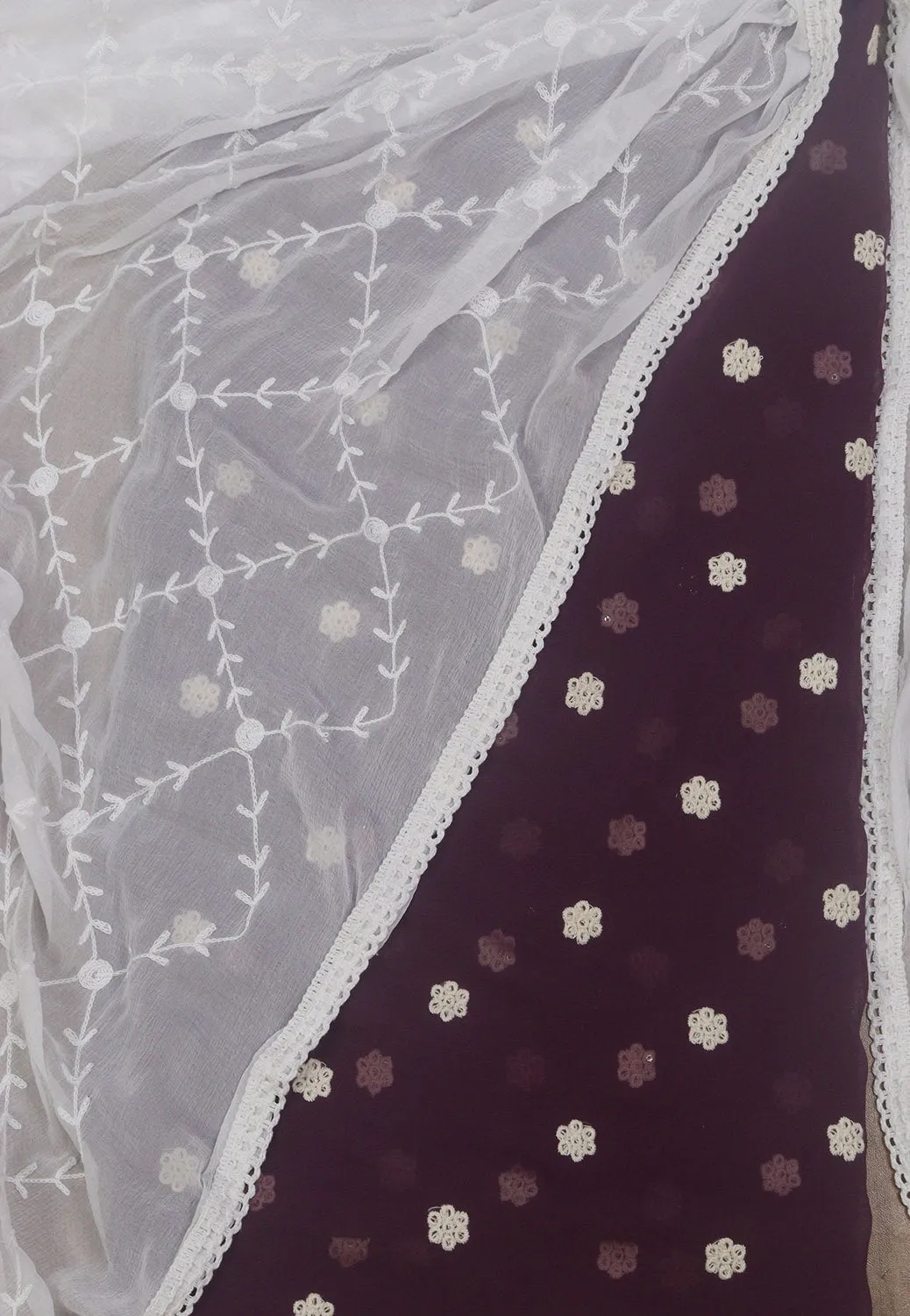 Shimmering Purple Georgette Suit with Dyeable Dupatta and Sparkling Sequins