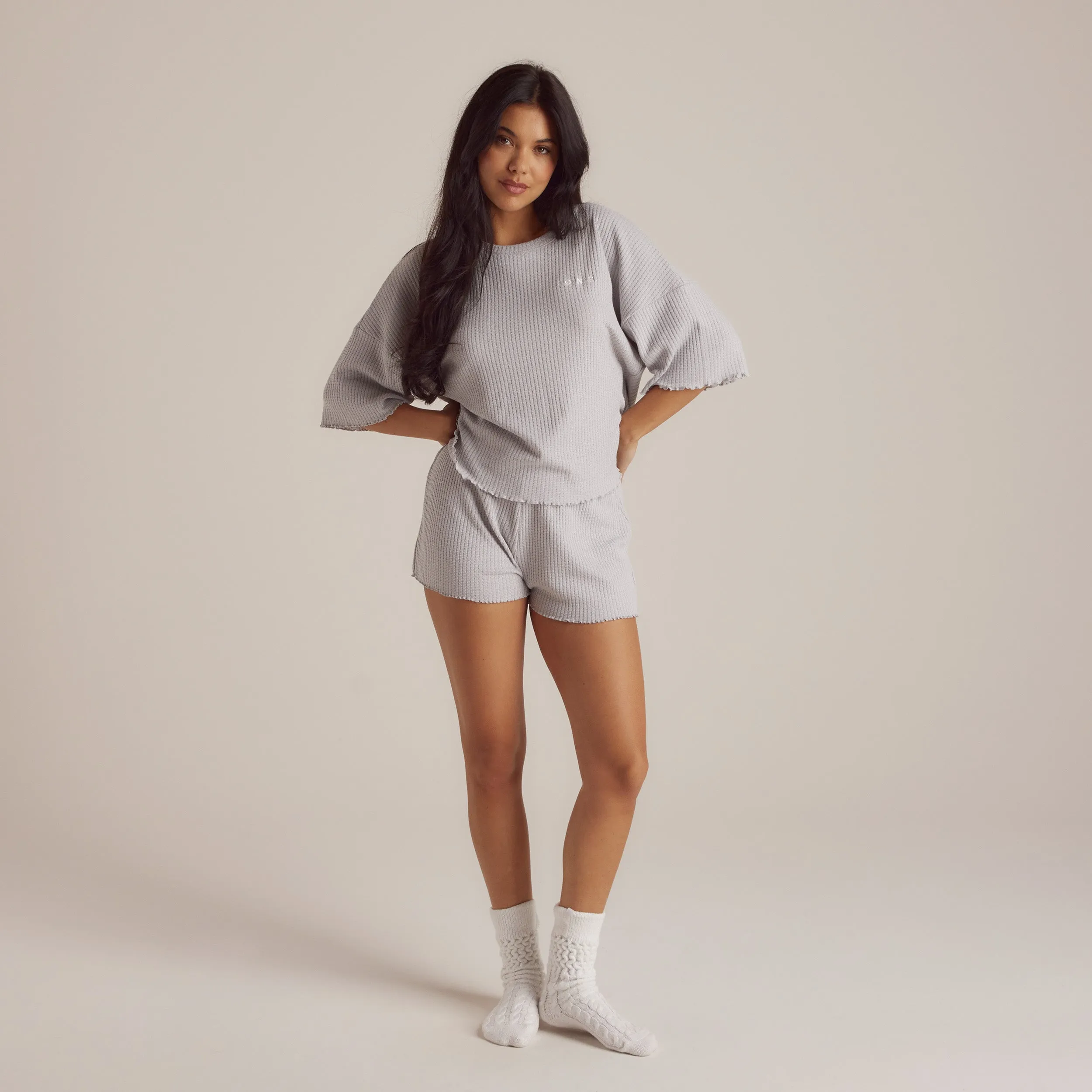 Soft Waffle Pyjama Shorts - Frost