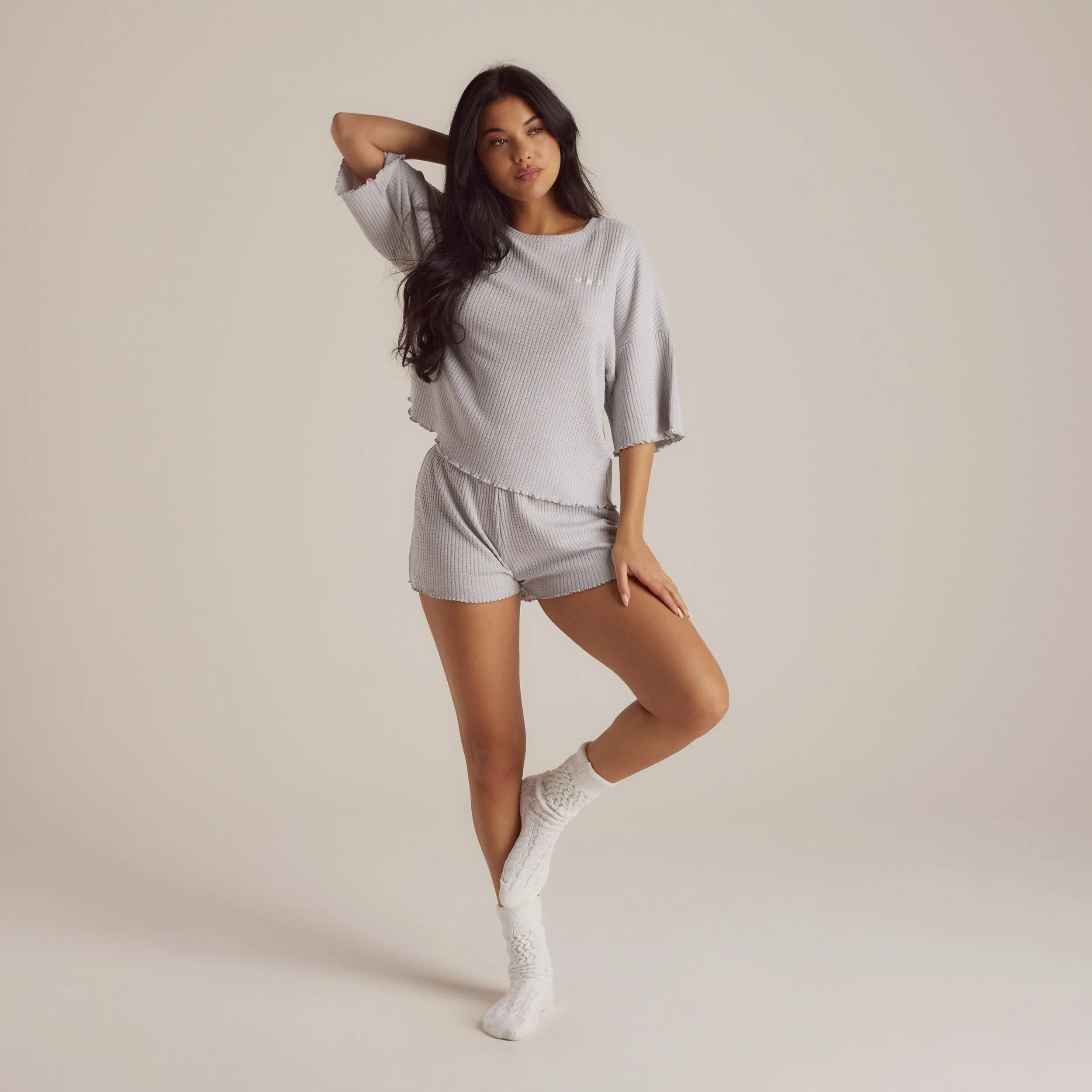 Soft Waffle Pyjama Shorts - Frost