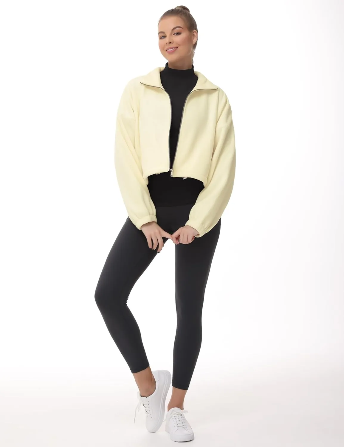 THE GYM PEOPLE Women's Mock Turtleneck Long Sleeve Shirts Fleece Thermal Underwear Pullover Tops with Thumb Hole