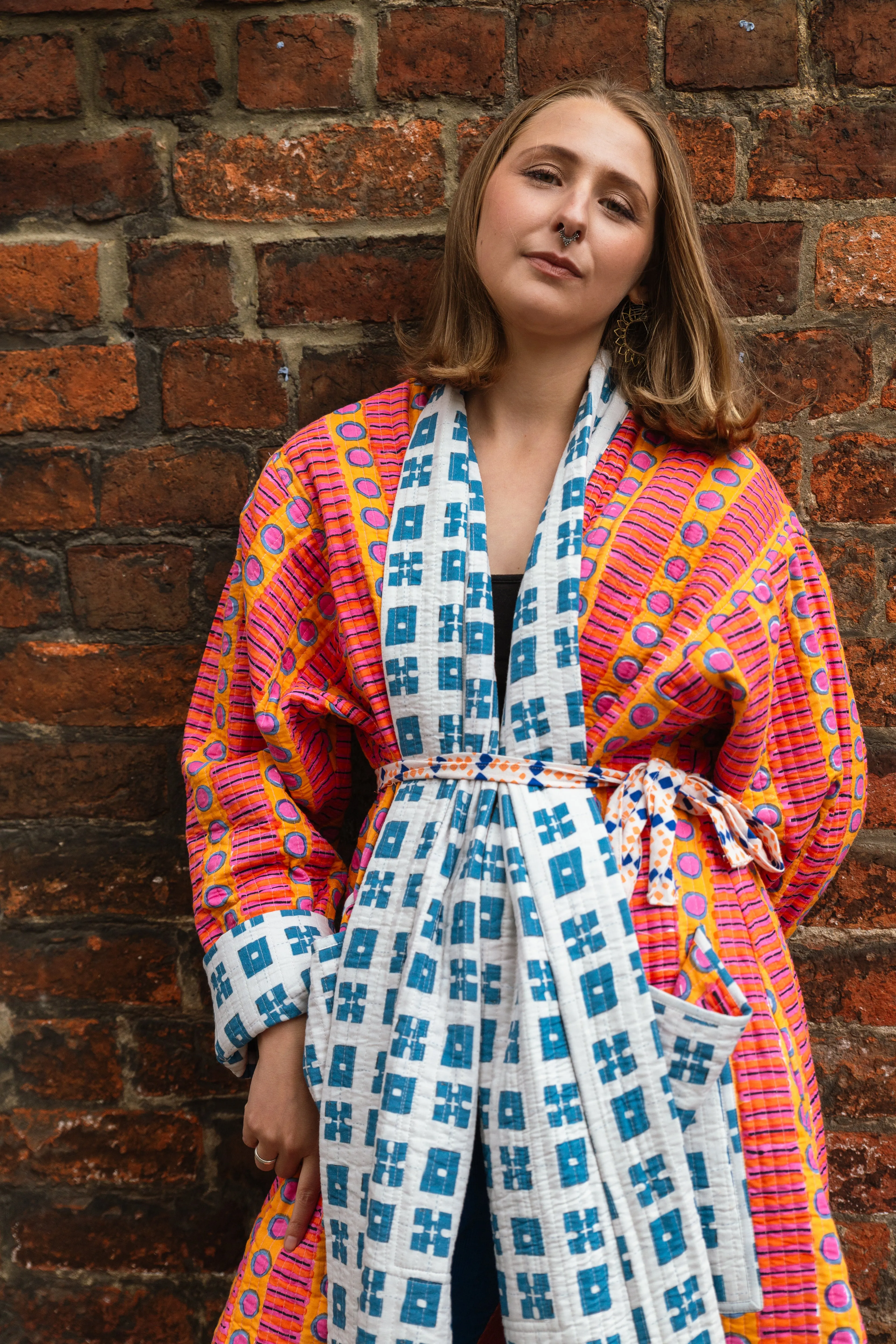 Unisex Quilted Housecoat in 'Precious Punch'