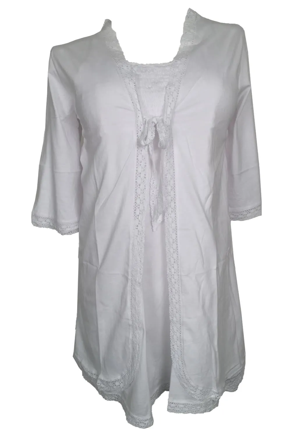 Victoriana Lucy Short Robe, White (467)e