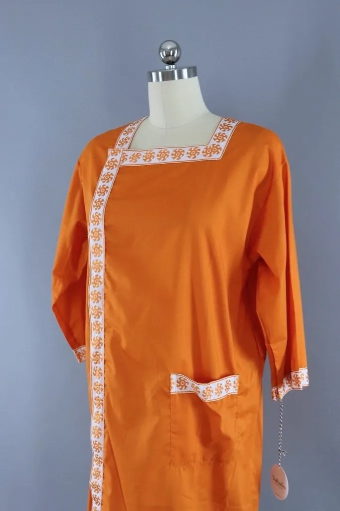 Vintage 1960s Orange House Dress