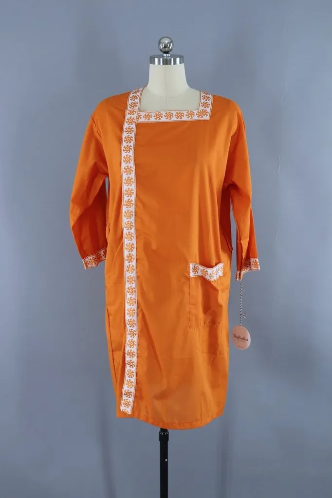 Vintage 1960s Orange House Dress