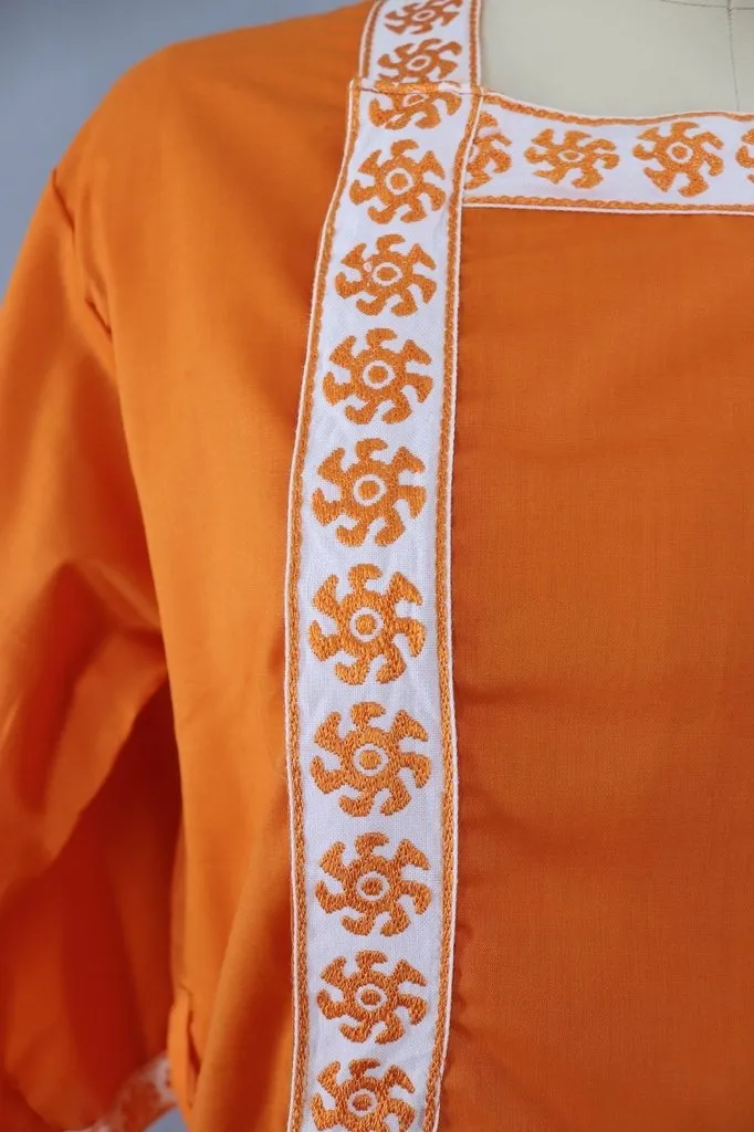 Vintage 1960s Orange House Dress