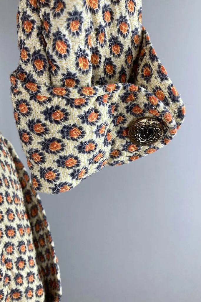 Vintage Quilted Cotton Robe