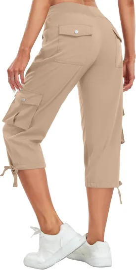 Women's Cargo Capris Pants Lightweight Quick Dry Hiking Pants Baggy Casual Outdoor Travel Cute Pants with 6 Pockets